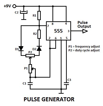 Pulse generator circuit with 555