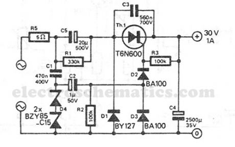 Transformerless Power Supply 30V 1A