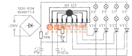 Four-way flashing light string circuit ( 6 ) ( SH-123 )