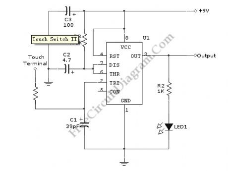 Touch Switch Monostable/Timer with 555 IC