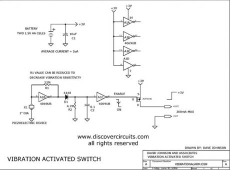 Piezoelectric Vibration Sensor Activates Switch