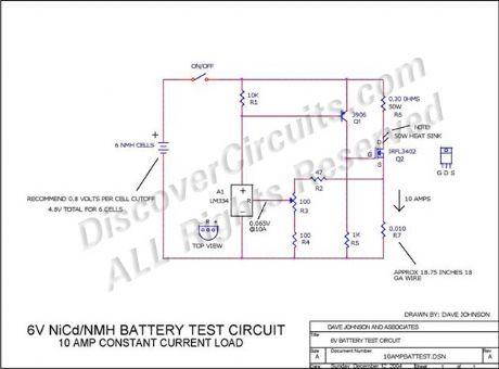 6V NiCd/NMH Battery Test Circuit - 10 Amp Constant Current Load