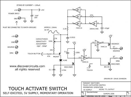 5V CAPACITANCE TOUCH ACTIVATED MOMENTARY SWITCH