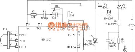 Pyroelectric infrared sensor automatic lamp circuit (5)