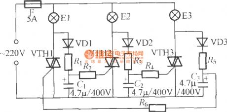 Three-way flashing light string circuit (3 )