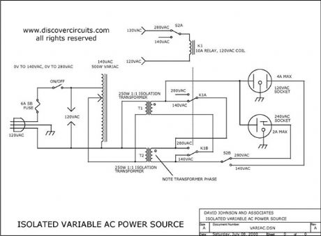 VARIABLE ISOLATED AC                   VOLTAGE SPANS 0VAC TO 280VAC
