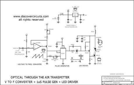 VOLTAGE TO FREQUENCY CONVERTER + 1uS LED PULSE DRIVER