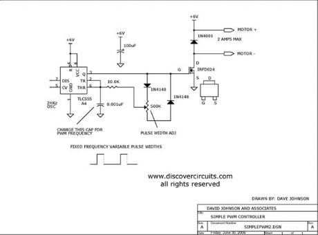 555 Timer Forms Simple PWM Motor Controller