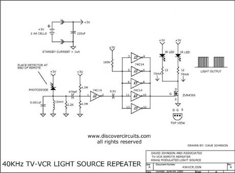 40KHz TV-VCR LIGHT SOURCE REPEATER