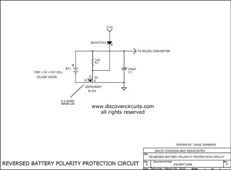 CIRCUIT PROTECTS BATTERY POLARITY REVERSAL