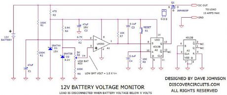 12v Battery Load Cutout Circuit --  August 23, 2009