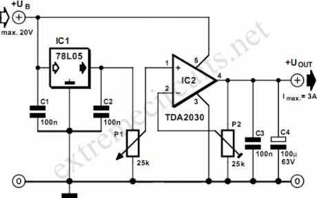 Adjustable Voltage Regulator with TDA2030