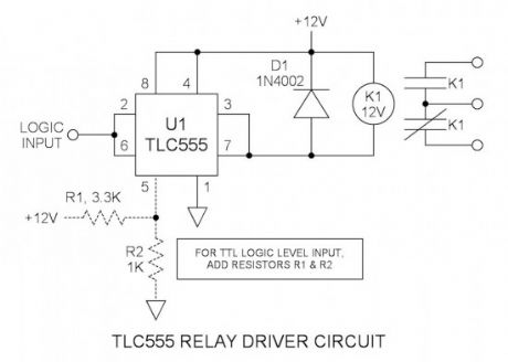 555 (TLC555) Relay Driver Circuit