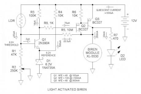 Light Activated Siren Circuit