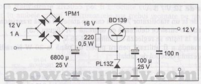 Simple 12V DC Power Supply Circuits