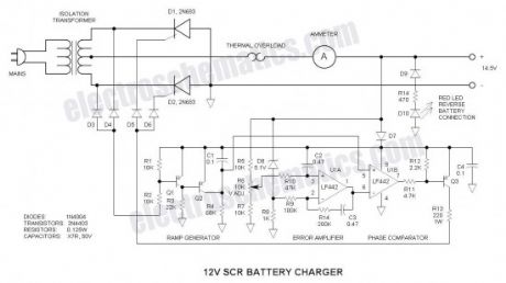12V SCR Battery Charger Circuits