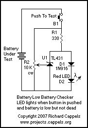 Battery Low Battery Checker Circuit
