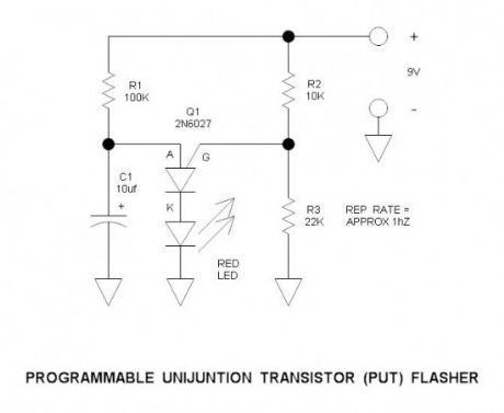 Programmable Unijunction Transistor Flasher Circuit