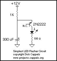 Simplest LED Flasher Circuit