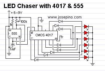 LED chaser using a CMOS 4017 and a 555 - LED_and_Light ...
