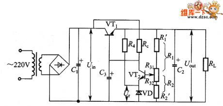 Series transistor power supply schematic circuit diagram