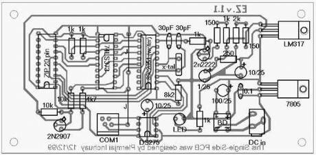 Bottom View of PCB Pattern for Easy Downloader V 1.1