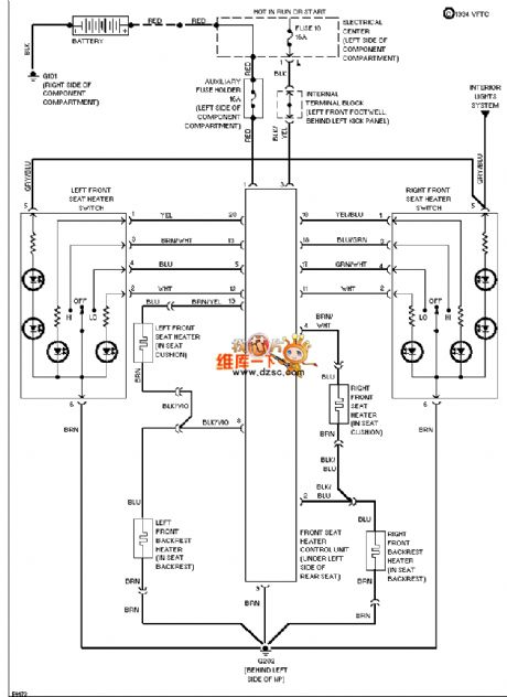 Mercedes-Benz 190E seat heater circuit diagram