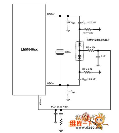 LMK04000 reference design schematics with crystal oscillator