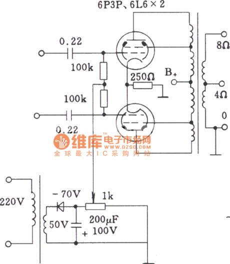 The tubes fixed gate negative pressure mode power amplifier circuit