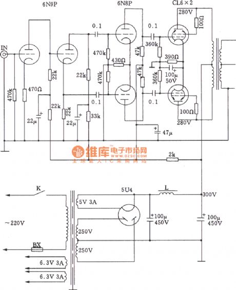 6L6A vacuum tube push-pull amplifier circuit diagram
