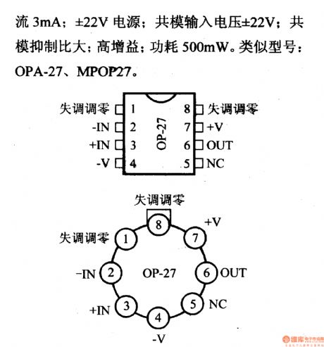 OP-27 ultra-low noise and high - precision operational amplifier and its pin main characteristics