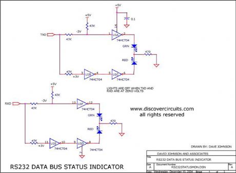 RS-232 Serial Interface Status Indicator Circuit