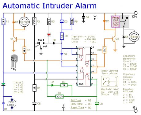 Automatic Intruder Alarm circuit