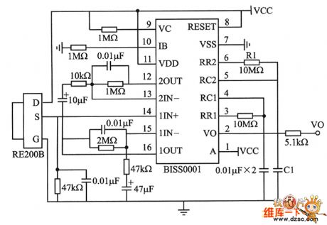 Signal acquisition and processing circuit diagram