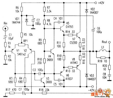 6C33C-B produced 10W single-ended amplifier circuit diagram