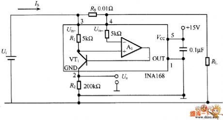 High-side current monitoring circuit with INA168