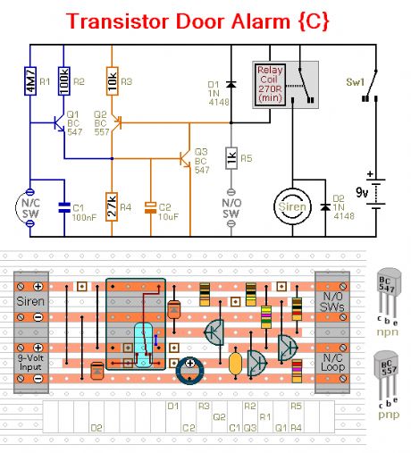 Transistor Door Alarm Circuit C