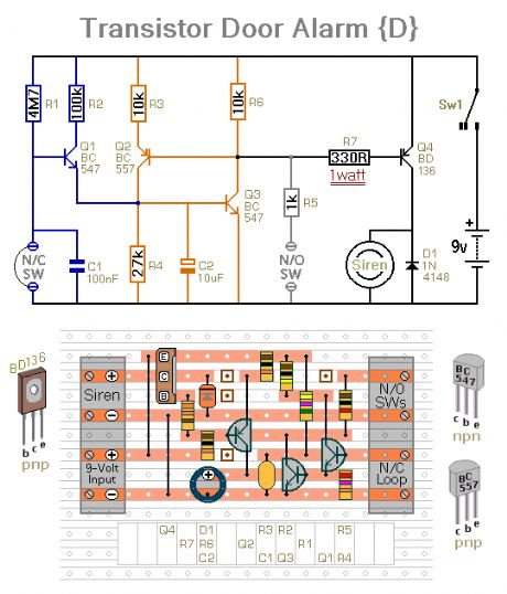 Transistor Door Alarm Circuit D