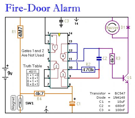 Simple Fire-Door Alarm Circuit