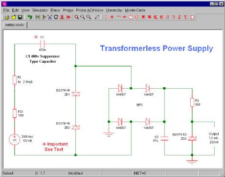 Transformerless Power Supply circuit