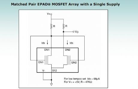 Matched Pair EPAD MOSFET Array with a Single Supply