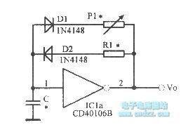 Multivibrator with adjustable duty cycle and Schmitt trigger