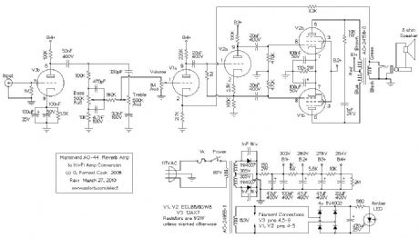 Hammond AO-44 Reverb Amp to Hi-Fi Amp Conversion