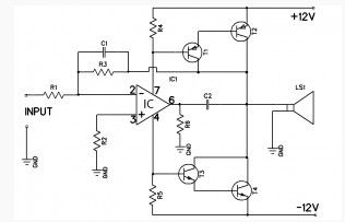 12W amplifier circuit based 741 Op Amp
