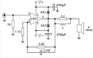100 W audio amplifier based LM12CLK