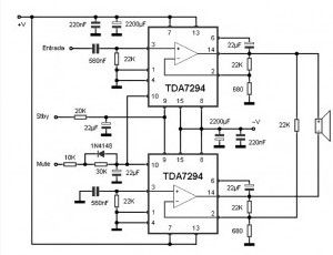 100W bridge amplifier based TDA7294
