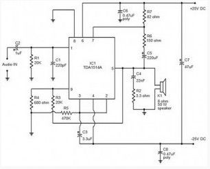 40W audio amplifier based on TDA1514