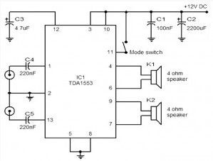 Car stereo amplifier based TDA1535