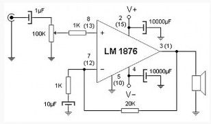 20W stereo amplifier based LM1876