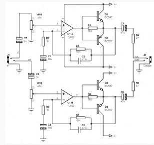 Low Power Amplifier  2 x 100 mW circuit